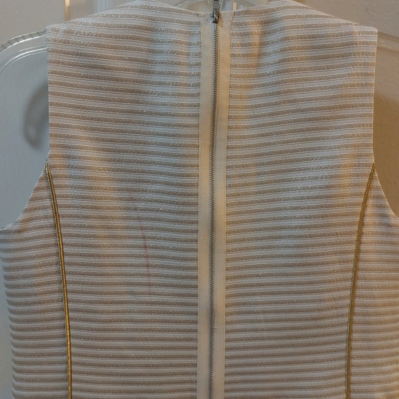 PUNCH A line Gold and Cream Over The Knee length Dress Size 4 - Picture 7 of 12